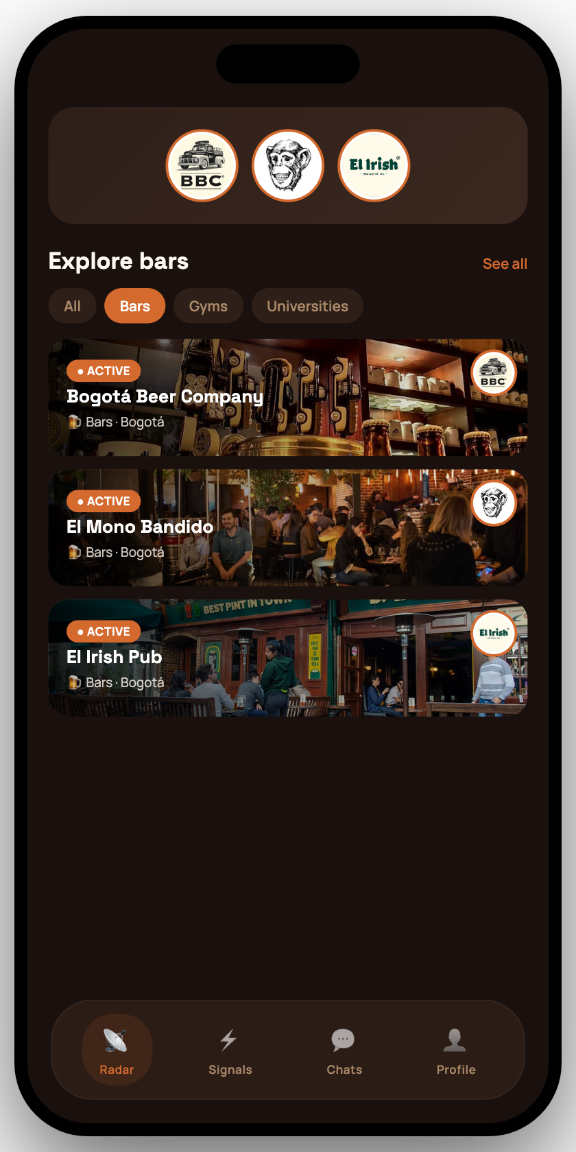 Glimp: el radar de un bar con la gente que está ahí ahora